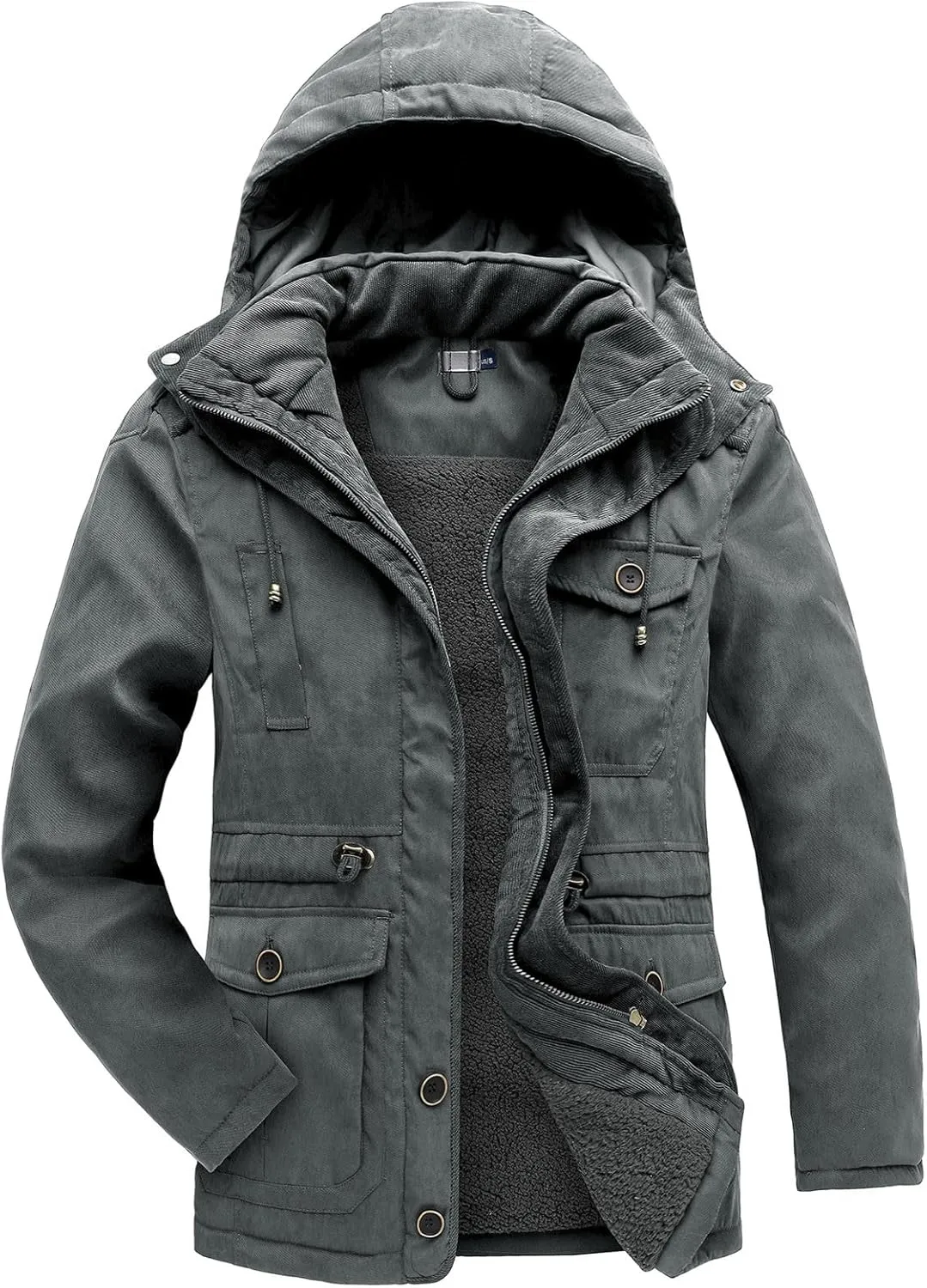 PeQAQ Mens Windproof Jacket Winter Warm Fleece Lined Mountain Sport Coats for Men Hooded Windbreaker Jackets Outdoor Overcoat