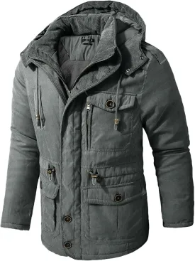 PeQAQ Mens Windproof Jacket Winter Warm Fleece Lined Mountain Sport Coats for Men Hooded Windbreaker Jackets Outdoor Overcoat