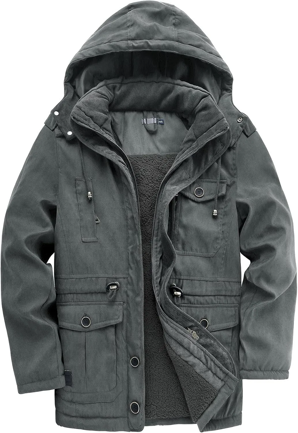 PeQAQ Mens Windproof Jacket Winter Warm Fleece Lined Mountain Sport Coats for Men Hooded Windbreaker Jackets Outdoor Overcoat
