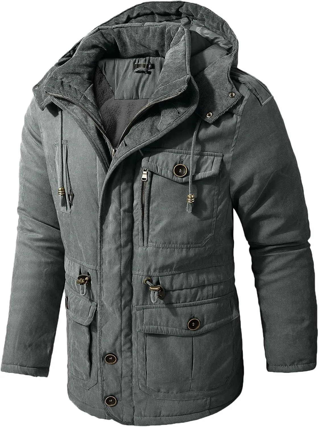 PeQAQ Mens Windproof Jacket Winter Warm Fleece Lined Mountain Sport Coats for Men Hooded Windbreaker Jackets Outdoor Overcoat
