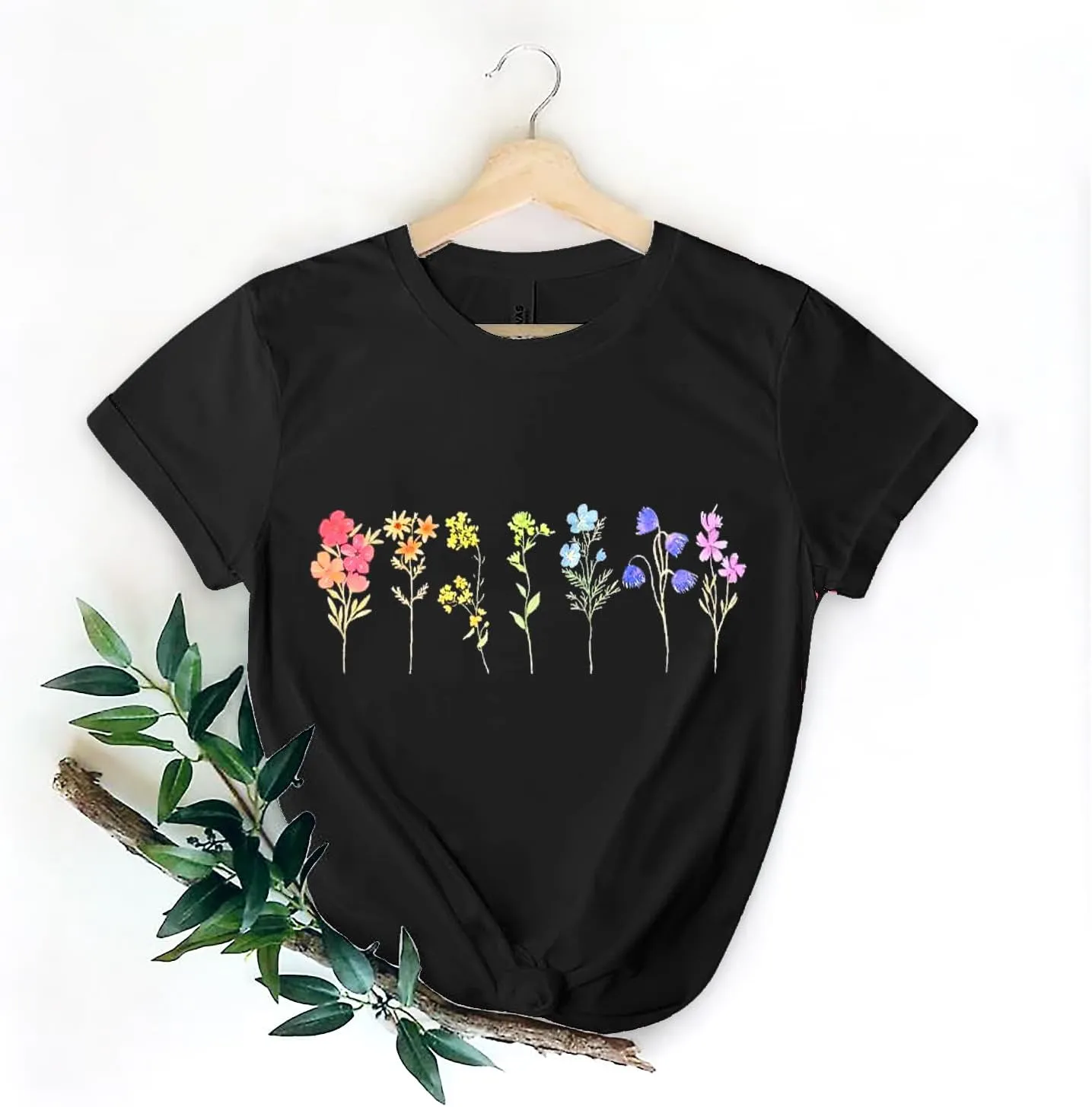 Pride Shirt Woman Cute Wildflower LGBT Pride Month Tshirt Flower LGBTQ Tees