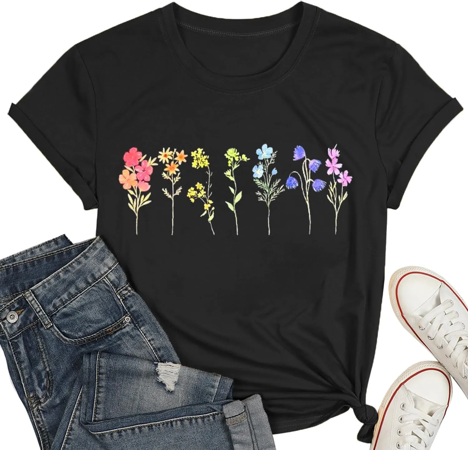 Pride Shirt Woman Cute Wildflower LGBT Pride Month Tshirt Flower LGBTQ Tees