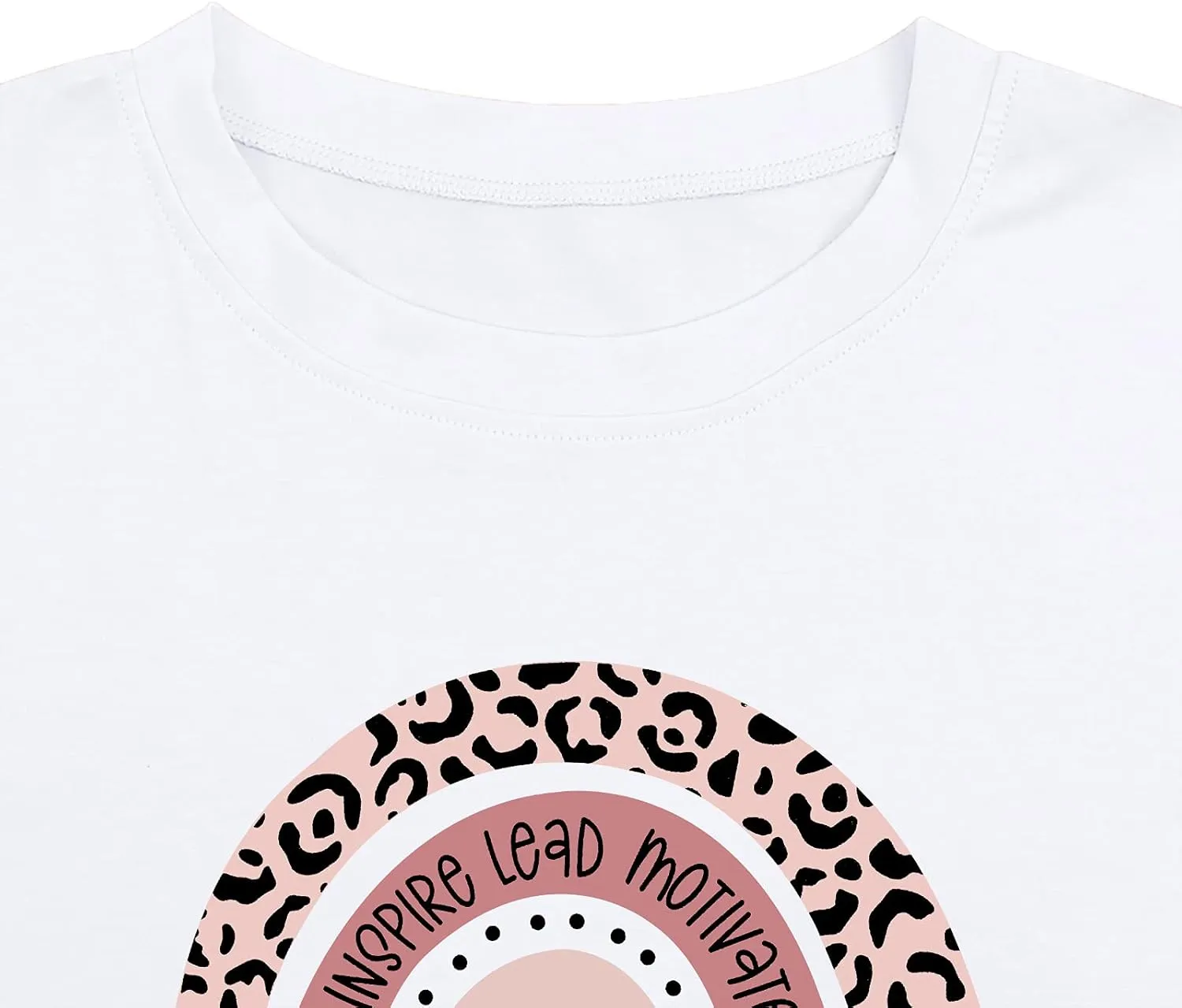 Teacher Shirt for Women Teach Rainbow Leopard Graphic Tee Tops Teachers Gift Teach Inspire T Shirt