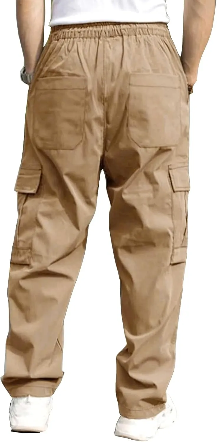 THWEI Mens Cargo Pants Casual Baggy Drawstring Loose Fit Hip Hop Pants with Pockets