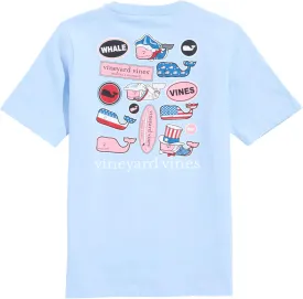 vineyard vines Boys' Multi USA Sticker Short-Sleeve Pocket Tee