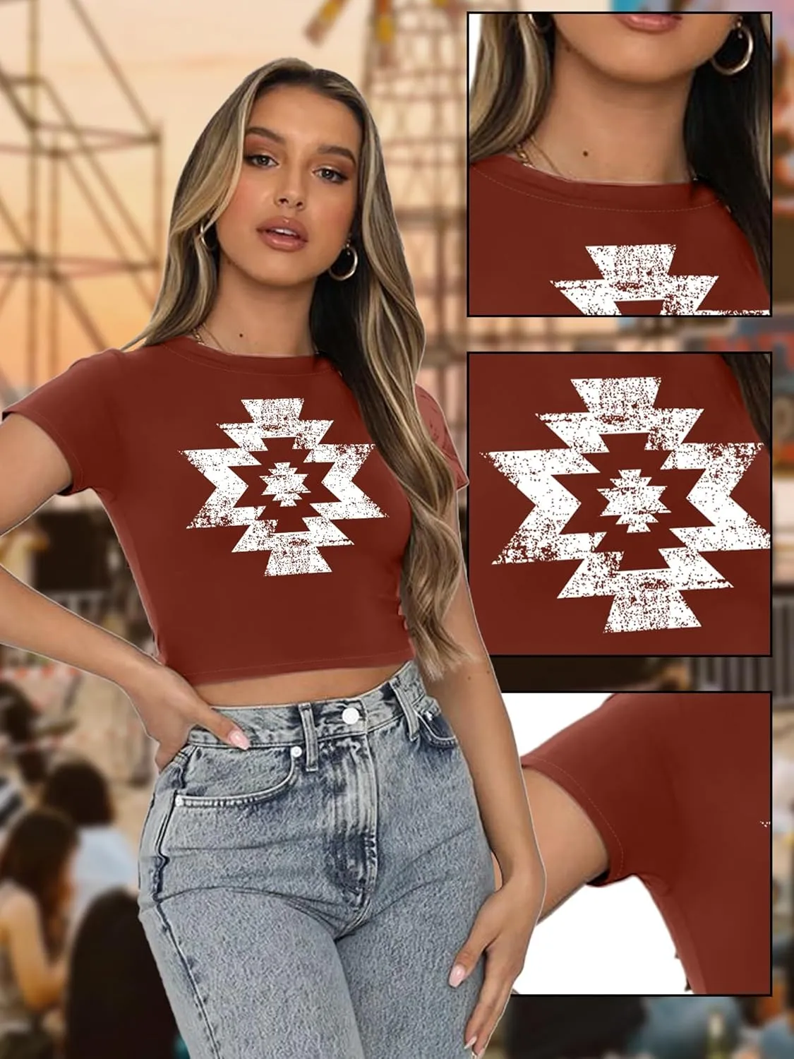 Western Shirts for Women Cowgirl Tshirt Cowboy Country Concert Outfits Summer Slim Shirt Sexy Crop Tops for Girls