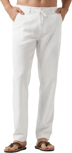 Willit Men's Linen Pants Casual Linen Dress Pants Drawstring Beach Summer Lightweight Trousers 29" 30" 32"
