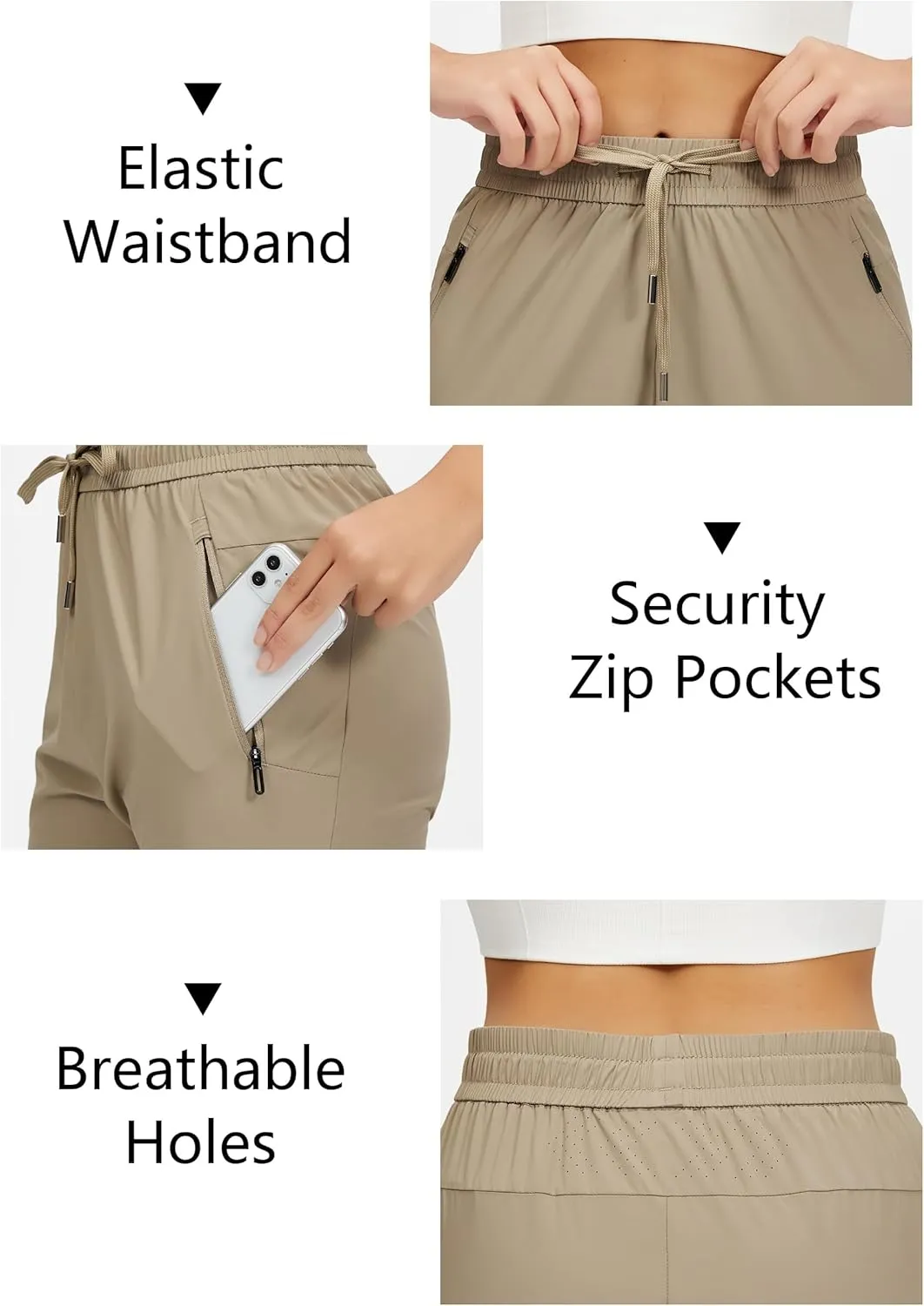 Womens Athletic Pants Lightweight Quick Dry Jogging Pants with Pockets for Lounge, Workout, Hikking, Golf, Travel