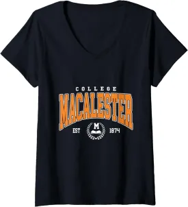 Womens Macalester Retro University Design for Men Women V-Neck T-Shirt