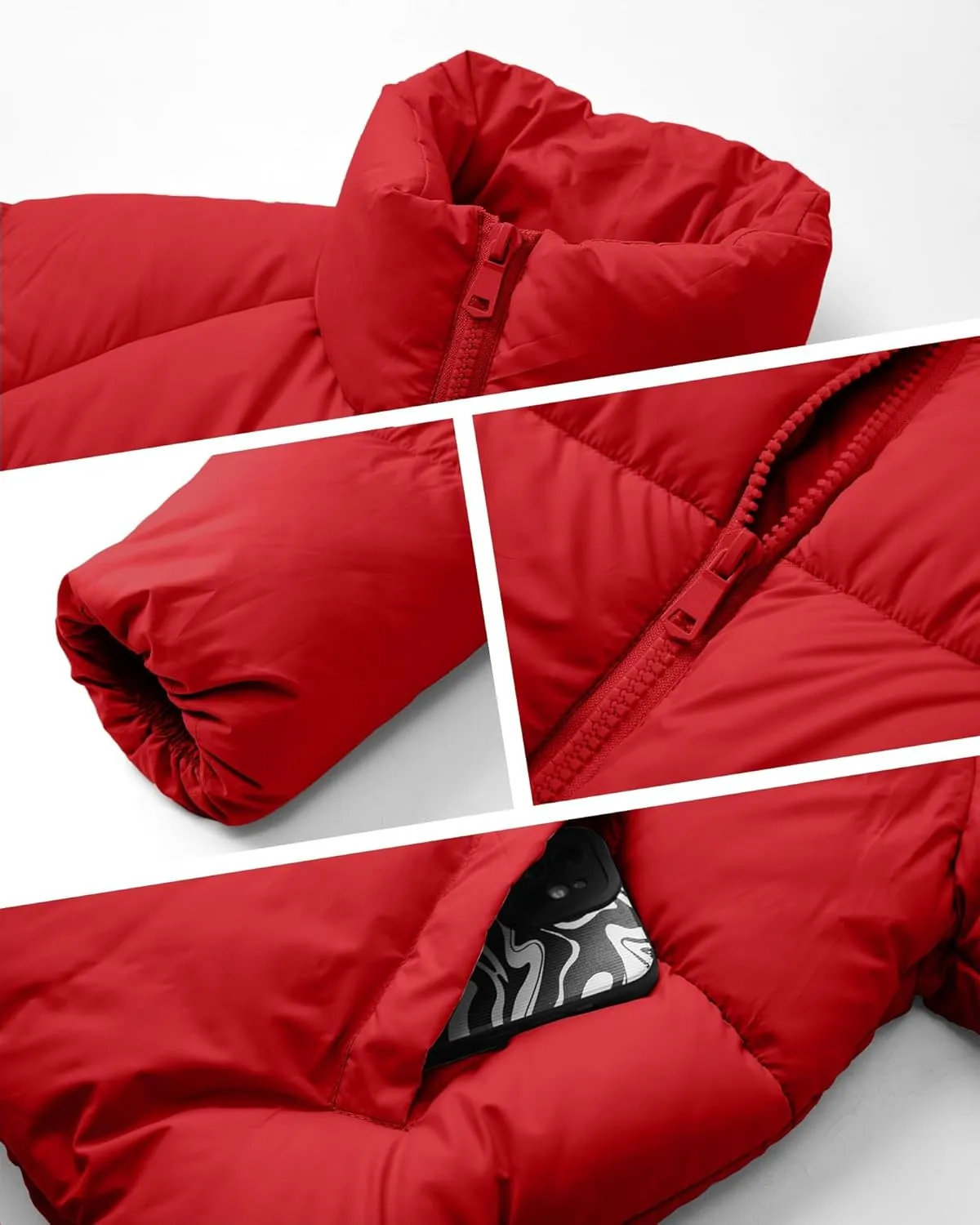 Women's Puffer Jacket Lightweight Oversized Long Sleeve Full Zipper Baggy Short Down Coats with Pockets