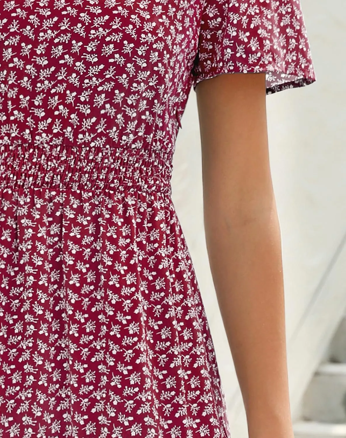 Zattcas Womens 2025 Long Summer Dress Short Flutter Sleeve V Neck Casual Smocked Tiered Modest Floral Boho Maxi Dress